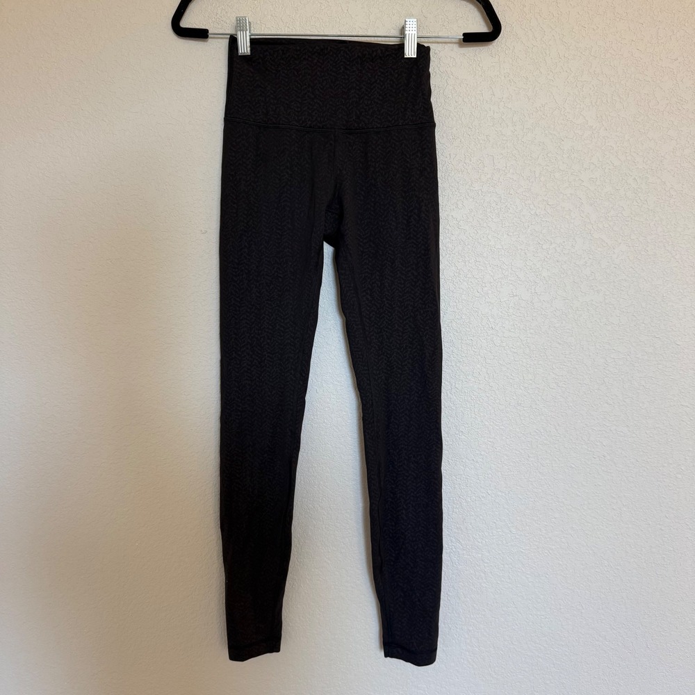 Lululemon Wunder Train High-Rise Tight 28 Distressed Twill Emboss Black Active 4
